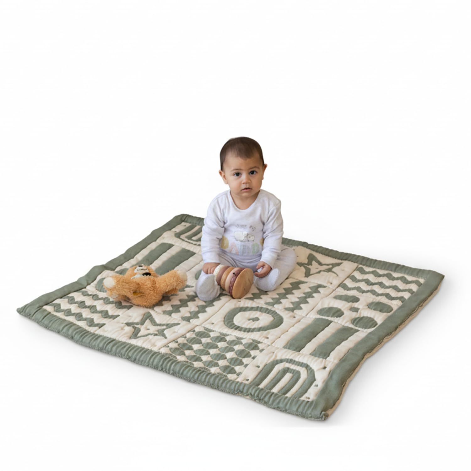 Little Dedi 3D Soft Organic Cotton Crawling Blanket – GOTS Certified, 40x40 in Montessori Design for Motor Skill Development, Reversible, No Loose Threads – Washable & Sustainable