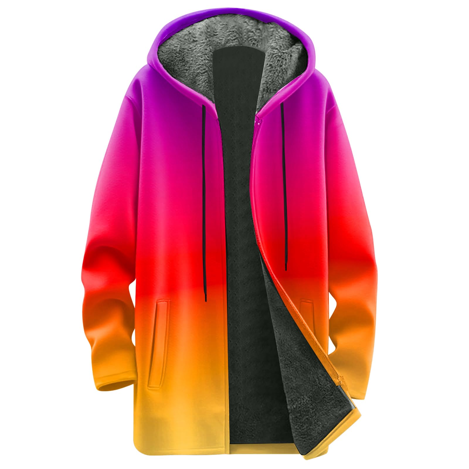Giacca da Donna in Peluche, con Cappuccio, Lunga e Calda, in Pile, a Maniche Lunghe, Invernale, Cappotto Invernale, Peluche, Elegante Felpa Marrone Ragazza