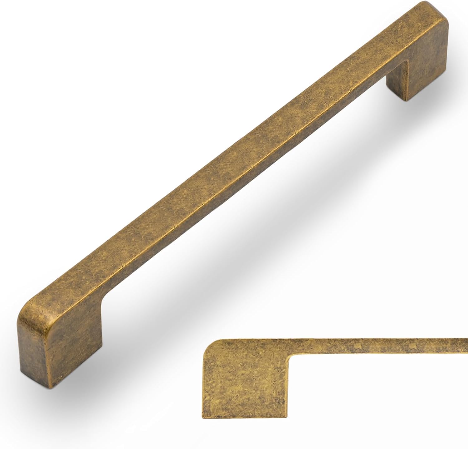 Amerdeco 10 Pack Antique Brass Cabinet Pulls 256 mm Hole Center Cabinet Hardware Kitchen Cabinet Handles for Bathroom Drawer Pulls Dresser Pulls AM018