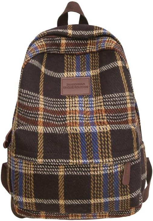 Mochila vintage para laptop para mujer, estilo Y2K, estética, a cuadros, casual, bohemio, hippie, grunge, indie, bolsa de libros universitarios,