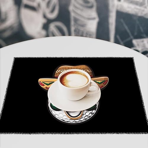 Miniatura 7 de Divertidos manteles individuales mexicanos con bigote de pelota de golf, juego de 6 manteles individuales resistentes lavables para decoración de