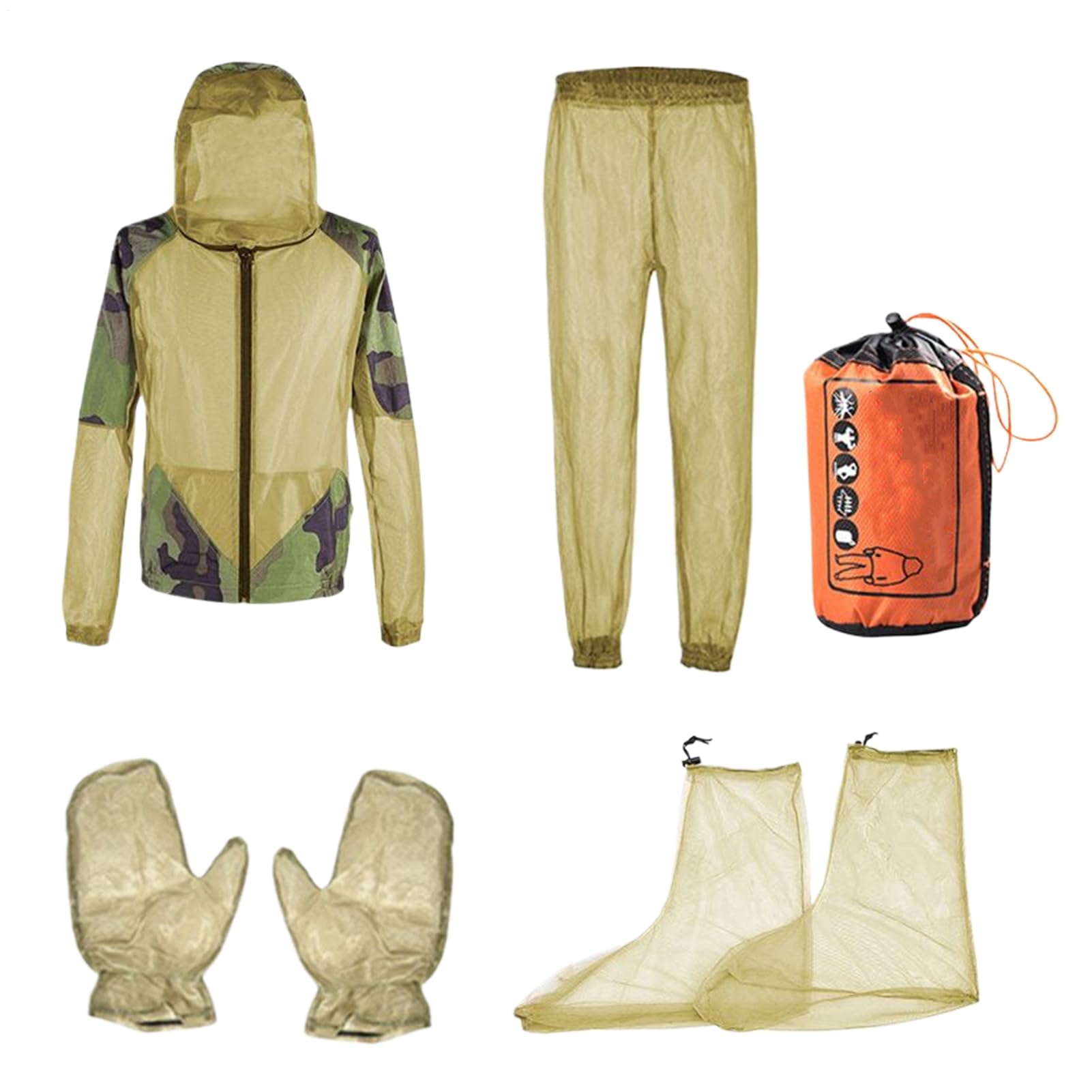 Full Body Fly Net Suit,Full Body Fly Net Clothing | Jacket Pants Gloves Protective Gear for Hiking Travel Beekeeping Camping Gardening Hunting Outdoor