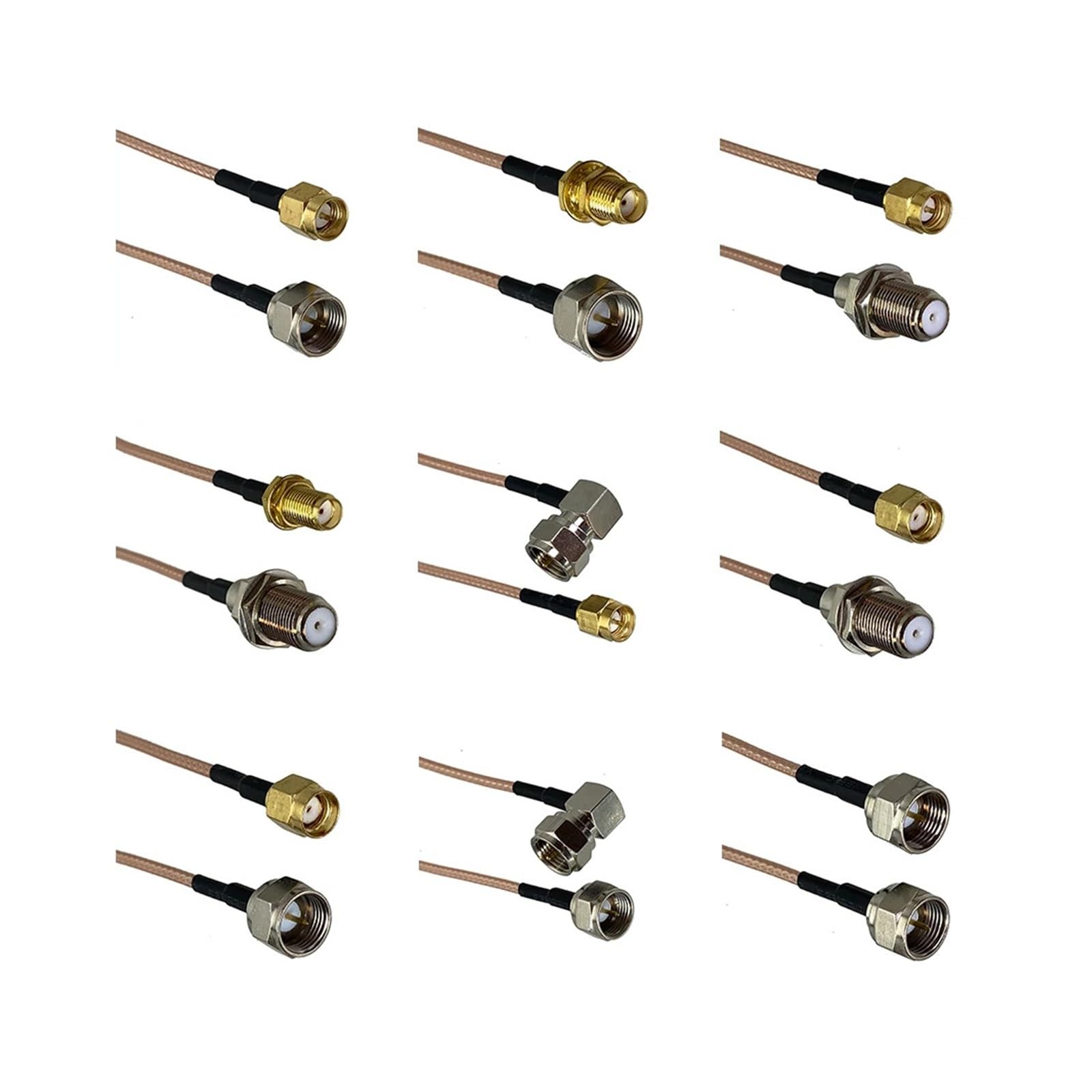 Câble de raccordement RG316 F TV vers F SMA RP SMA mâle et femelle à angle droit et à angle droit, 4 pouces à 10 pieds(F F to RPSMA M,6inch (15CM))