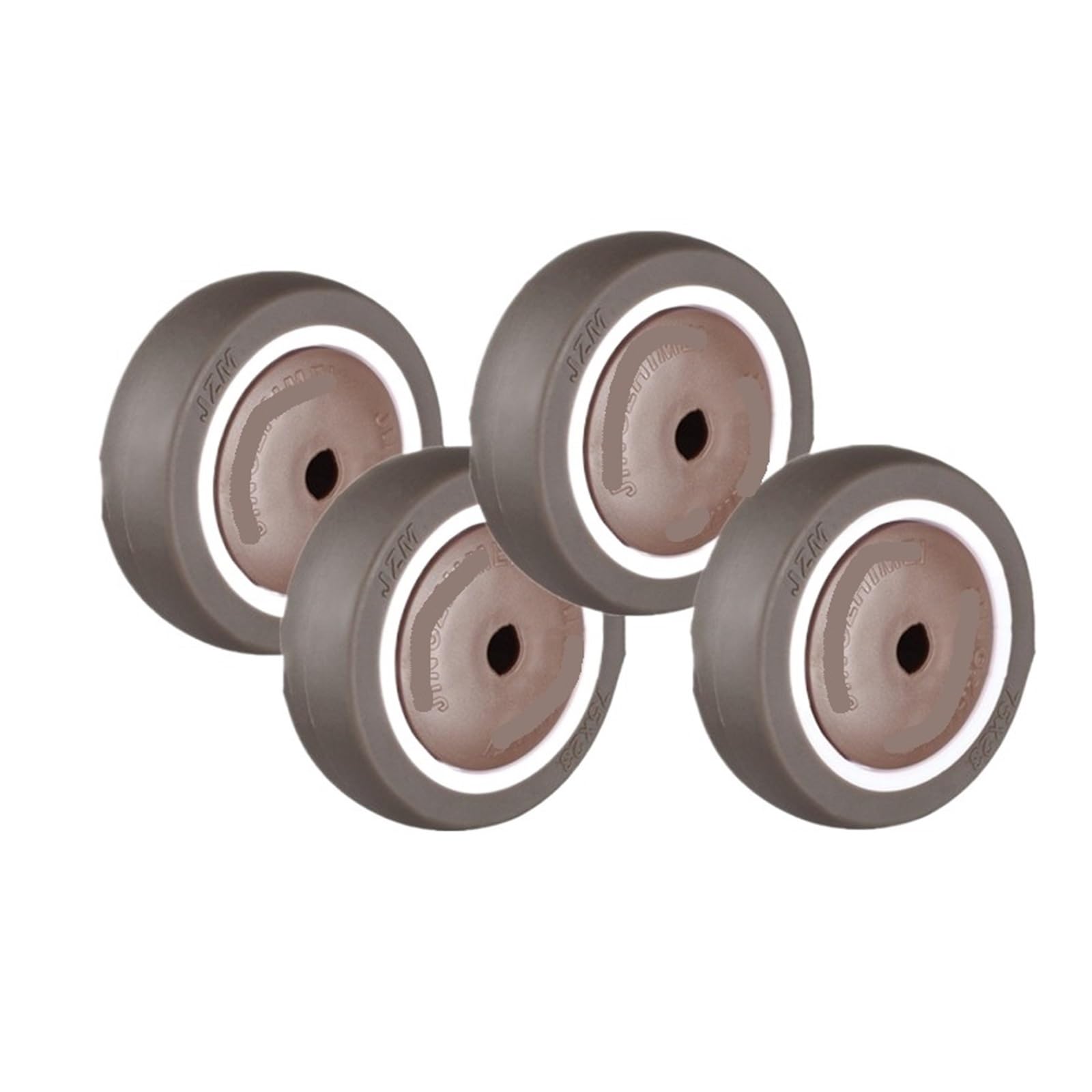 MXXDMOPD Pack of 4 4-inch Brown Reinforced Single casters TPE Rubber Wheels wear-Resistant Silent Accessories Pulleys