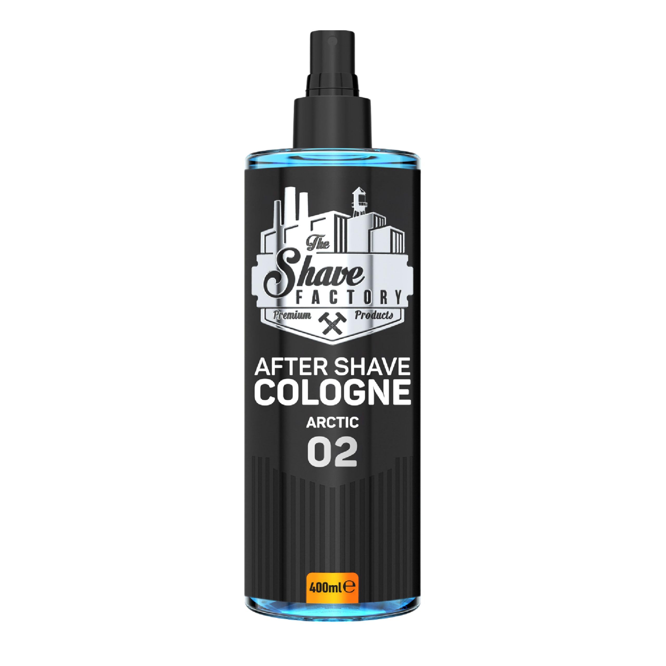 The Shave Factory Aftershave Cologne for Men – Atlantic 400ml - Invigorating, Fresh and Energetic Fragrance – Citrus, Woody & Aquatic Scent – ​​Soothes Irritation, Refreshes Skin