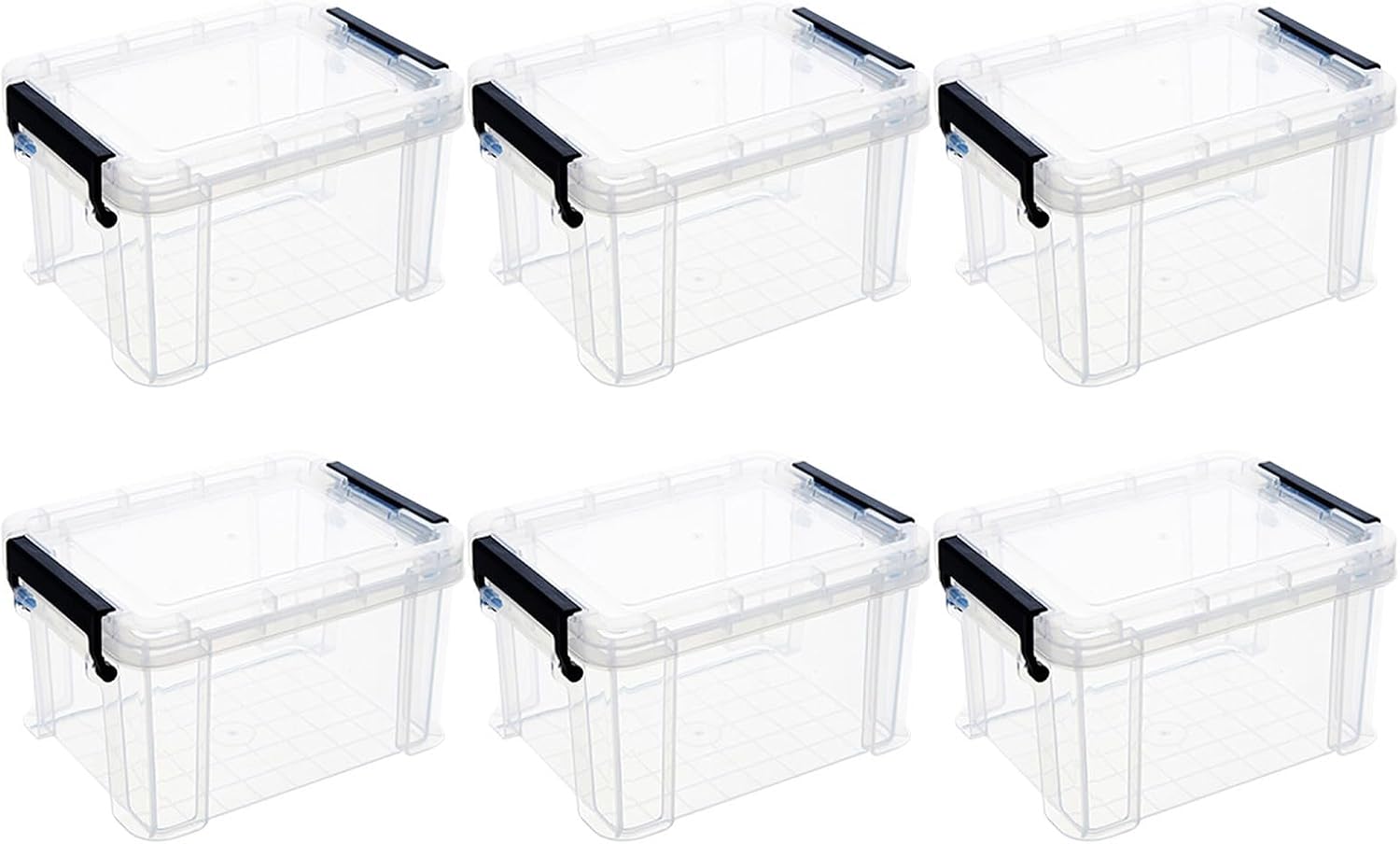 NUOBESTY Mini Plastic Storage Box Made of Pp 6pcs with Handle and Lock Buckle, Stackable Organizer Bin for Space Saving and Visibility, for Travel, Shelves, Craft Storage, and