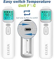 Vista 8 de ELERA - Termómetro para adultos y niños, sin contacto, infrarrojo, para frente y oído, termómetro digital con lectura instantánea y precisa