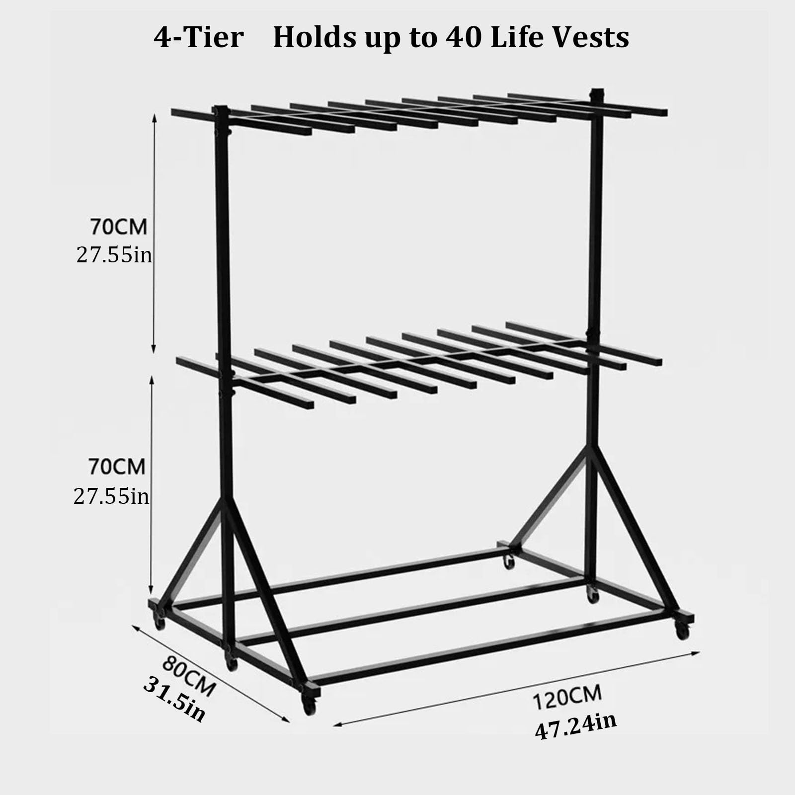 Support métallique pour Gilets de Sauvetage, Grand rayonnage de Rangement | Organiseur pour gilets de sauvetage, serviettes, Peut contenir de 10 à 40 gilets de sauvetage