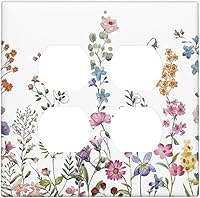 Vista 123 de Placa de pared dúplex de receptáculo de dispositivo de 1 gang de madera envejecida blanca gris con veta de tablón, cubierta de enchufe eléctrico