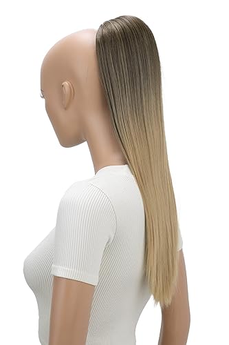 Miniatura 25 de CAISHA Extensión de cola de caballo de 22" con cordón voluminoso Straigtht negro-marrón PH503