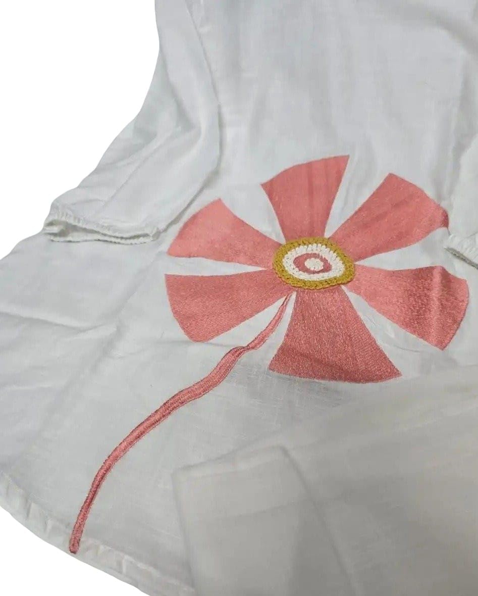 White cotton co- odr set with pink floral design (L)