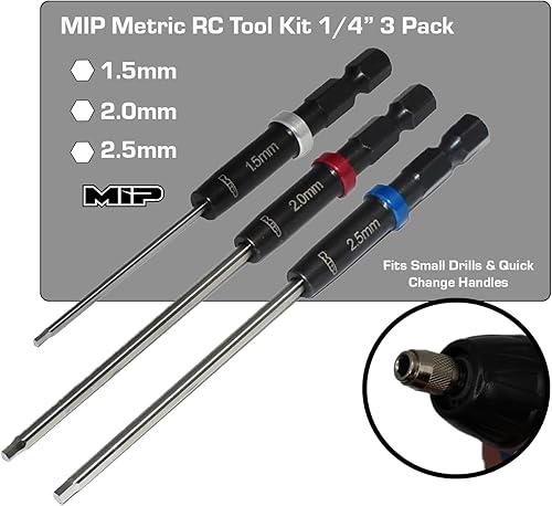 Miniatura 2 de MIP Juego de brocas hexagonales RC 9612 (0.059 in, 0.079 in, 0.098 in)  Llave Allen de cabeza hexagonal y brocas de herramientas para