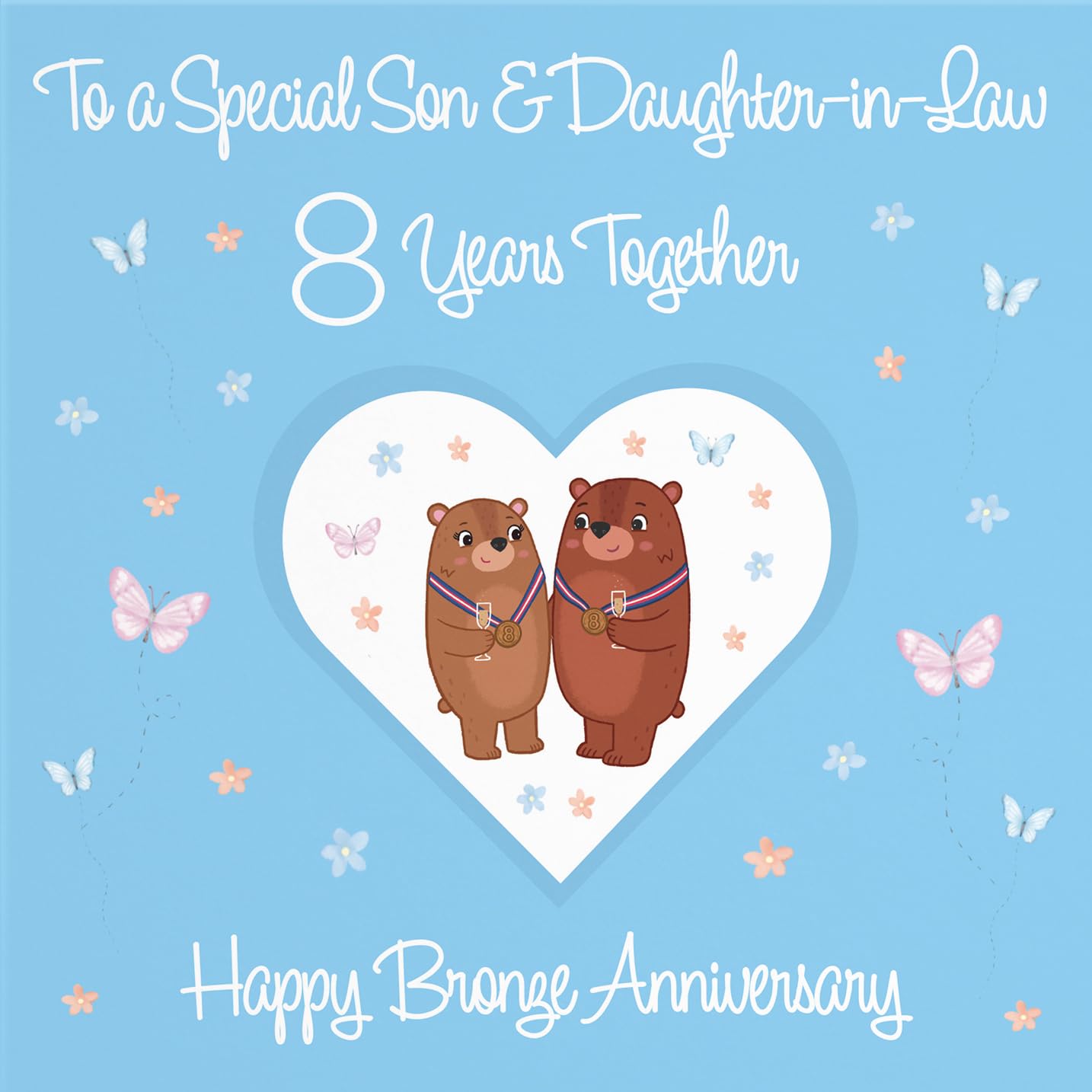 Hunts England, Son & Daughter-in-Law 8th Anniversary Card, 8 Years, Bronze Anniversary, Romantic Meadows, Fun Card - Image 2