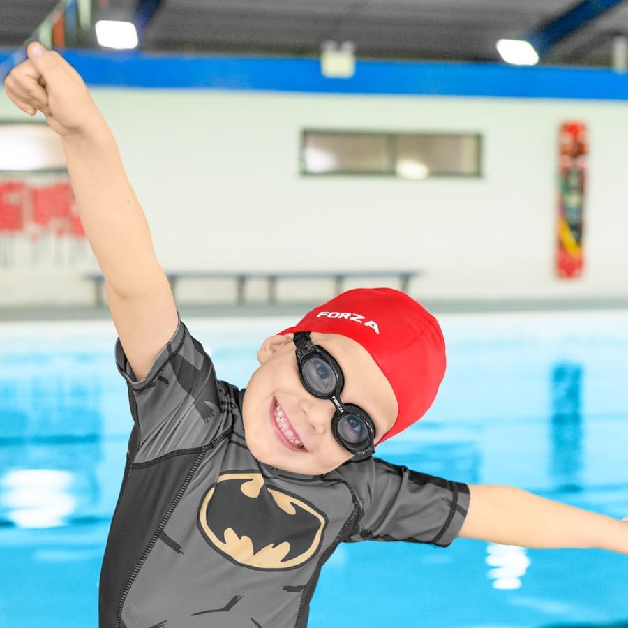 FORZA Kids' Swimming Caps | Premium Silicone Swim Hats for Children Ages 3-13 | Comfortable, Durable, & Splash-Proof | Available in 5 Multiple Pack Sizes