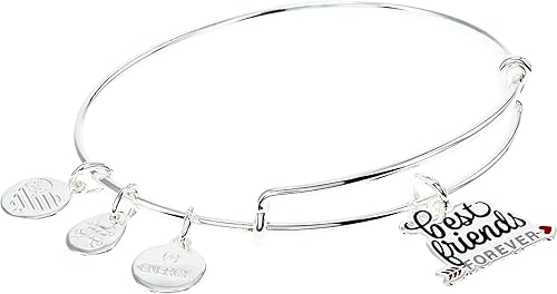 Alex and Ani Ocasiones - Brazalete expandible para mujer, con dije de Best Friends Forever, acabado plateado brillante, de 2 a 3.5 pulgadas, talla