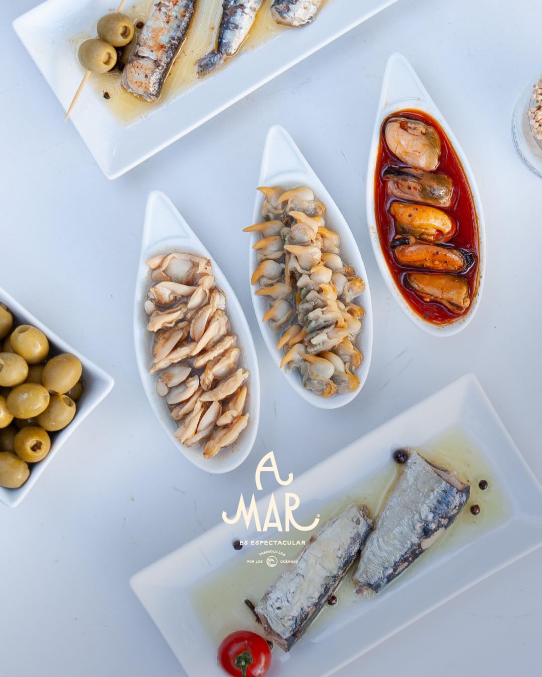 Mejillones en Escabeche A Mar Espectacular - Pack de 5 Latas de Mejillones 8-12 tamaño mediano - Mejillones de las Rías Gallegas - Conservas aperitivo Gourmet