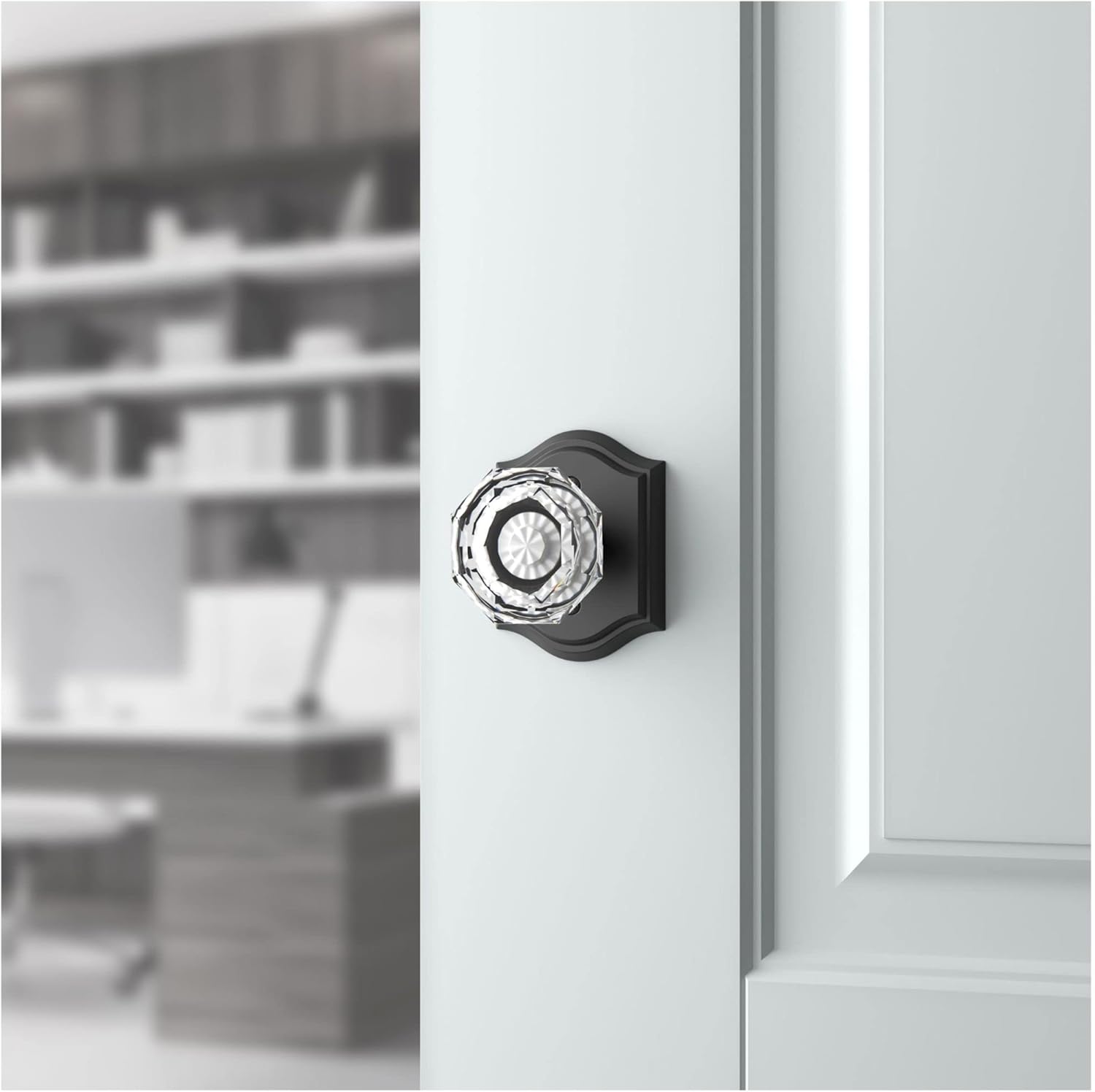 Baldwin FDCRYTAR044 Baldwin FD.CRY.Tar Crystal Non-Turning Two-Sided Dummy Door Knob Set with Arch Rose