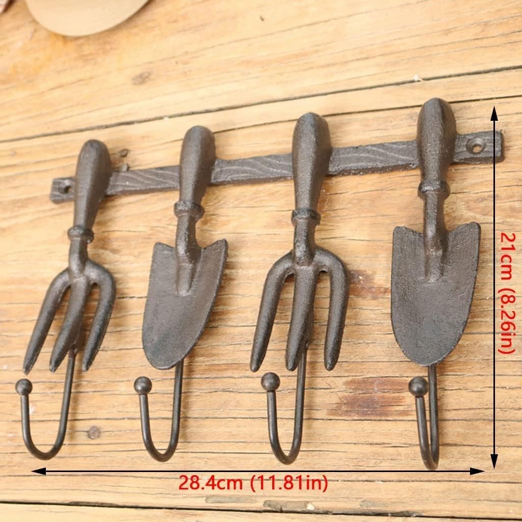 Cast Iron Wall Hooks Garden Sundries Hook Patio Home Decoration Hook Unique Key Holder for Wall (Rust Color 28.4 * 21 * 6cm)