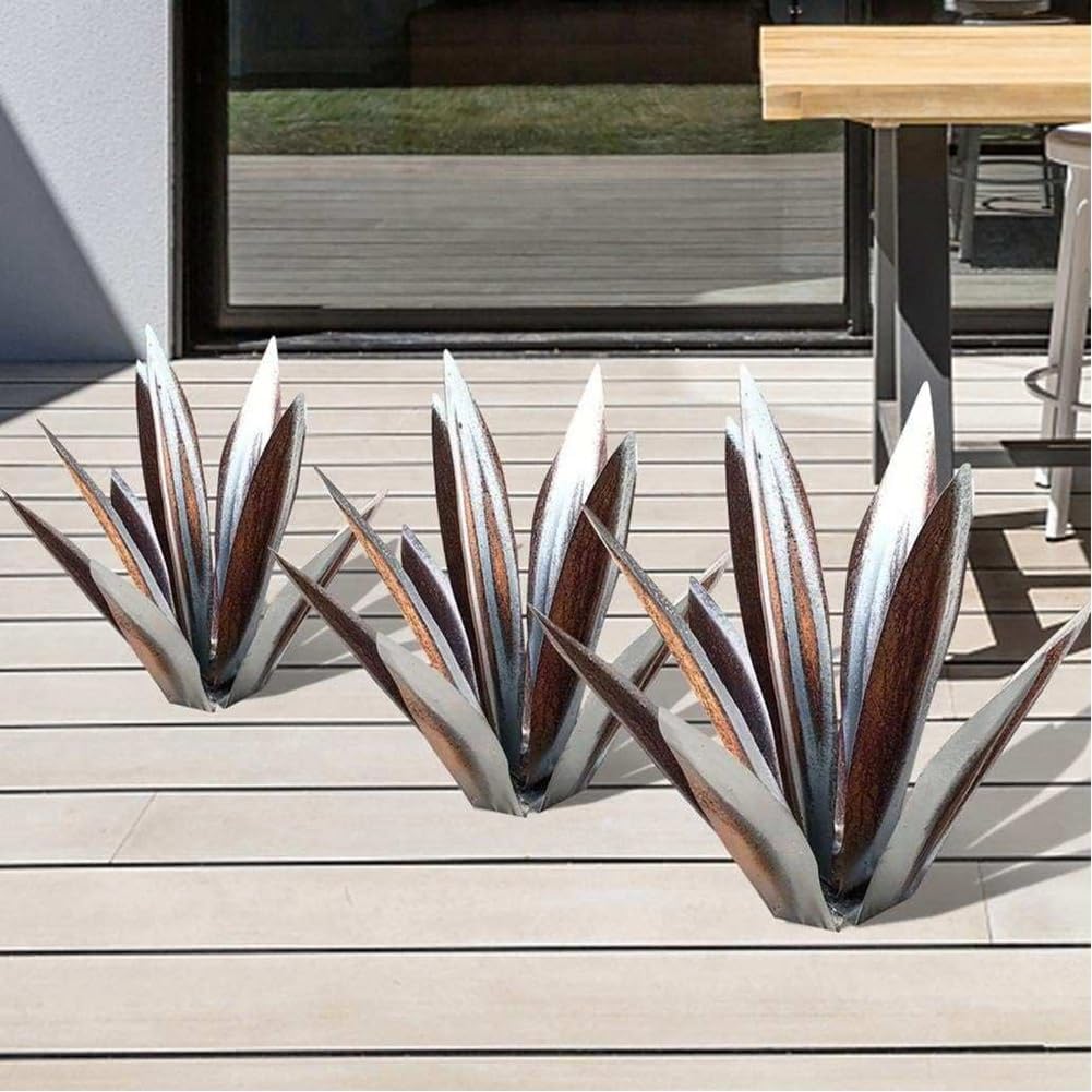 1 Sztuk Rustykalna Rzeźba Rustykalna Ręcznie Malowana Metalowa Agawa Ogród Yard Art Decoration