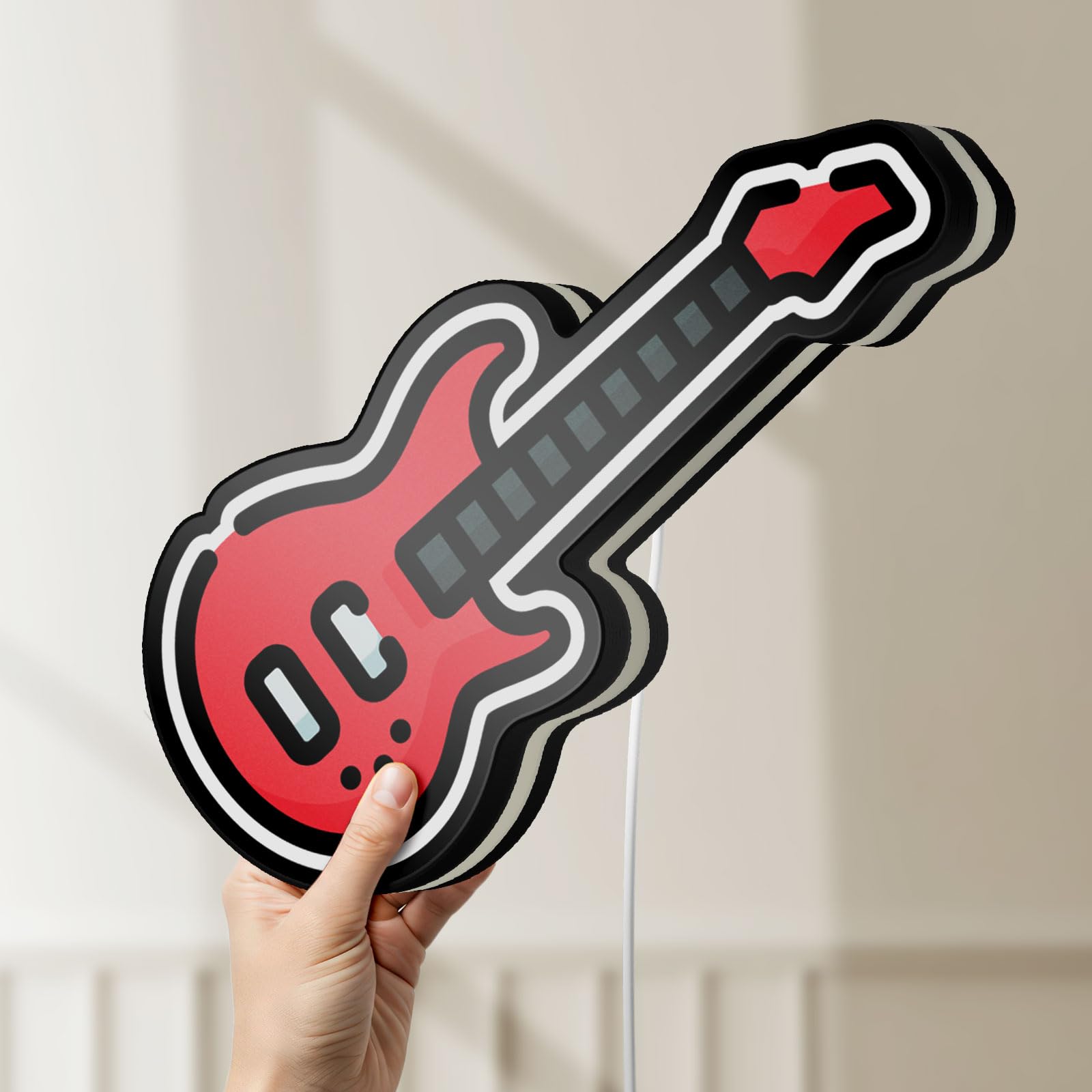 Scatola luminosa 3D a forma di basso elettrico, lampada decorativa per musicisti, sale prove di band e studi domestici (altezza 40,6 cm, 40 cm)