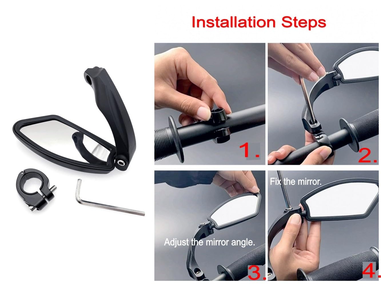 JZK Right Side Bike Mirror with Stainless Steel Lens - 360 Degree Rotatable Adjustable Cycle Mirror for Bike Handlebar - Image 4