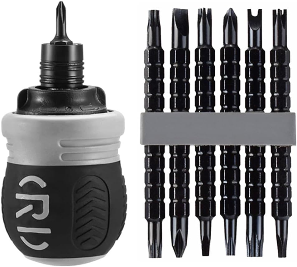 Ratcheting Screwdriver Set,12-in-1 Multi-bit Stubby Screw Driver Set-Adjustable Length,Reversible Dual End,Portable