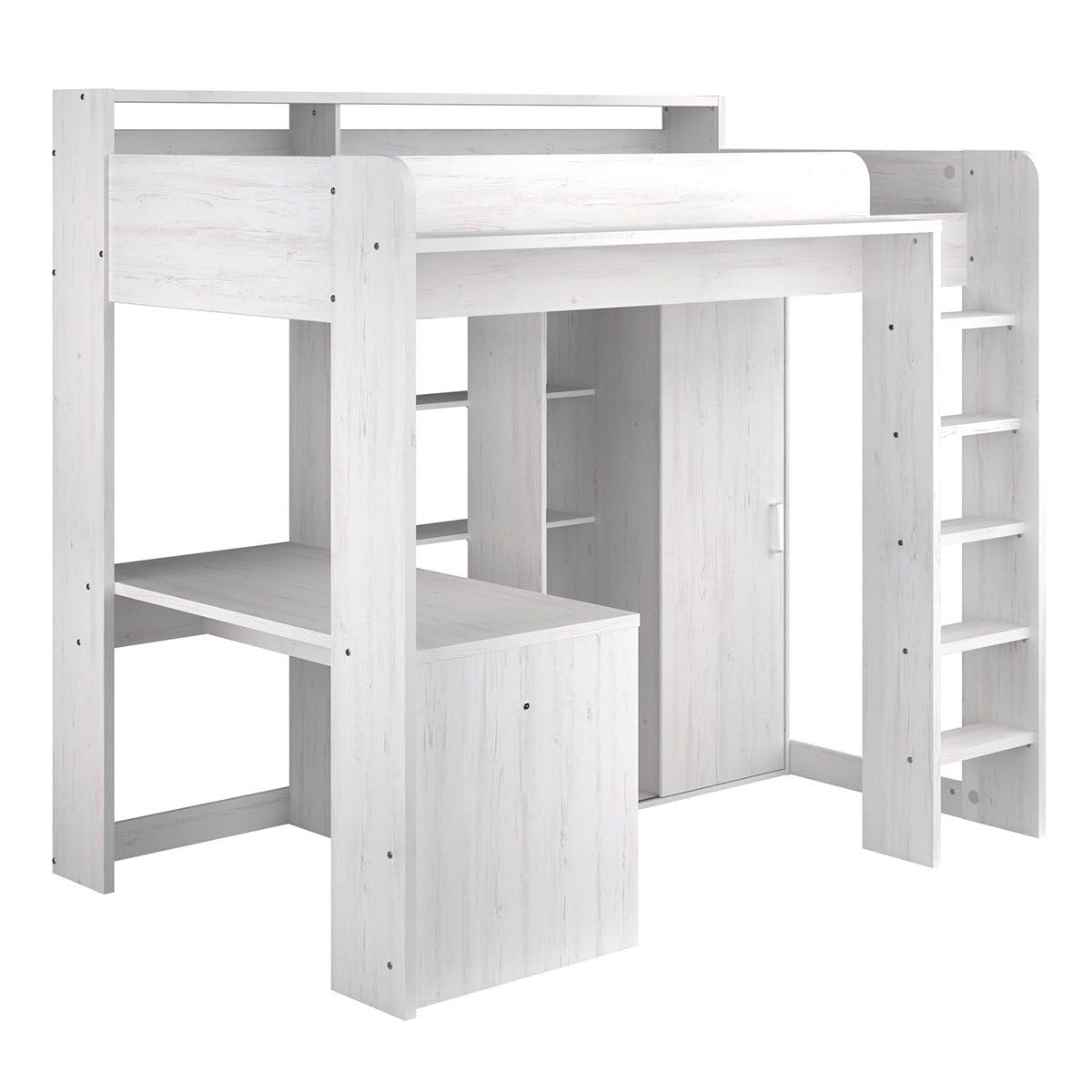 Parisot GRASEKAMP Hochbett mit integriertem Schreibtisch und Schrank – Qualität seit 1972