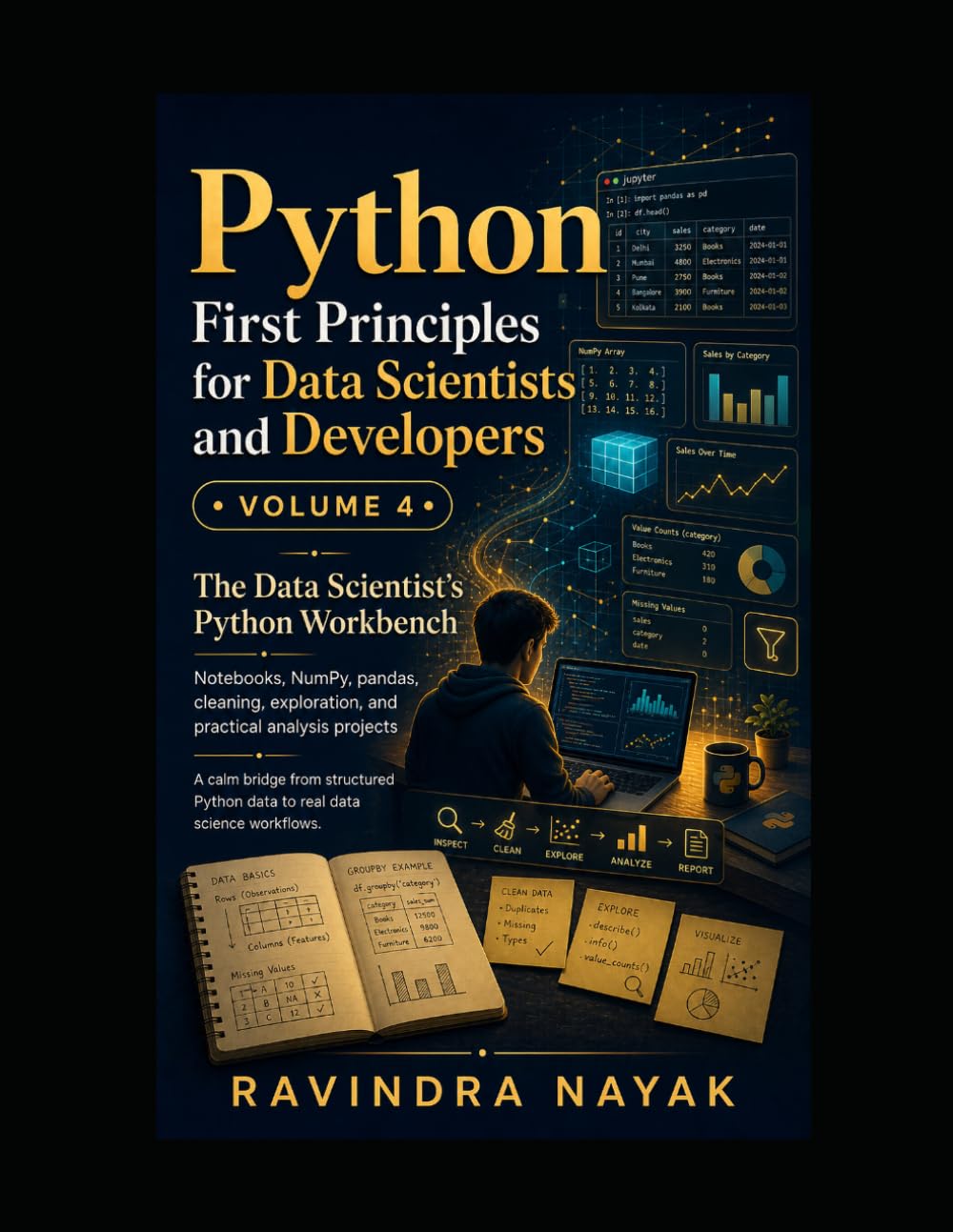 Python First Principles for Data Scientists and Developers: Volume 4: The Data Scientist's Python Workbench (Think in Python: A First-Principles ... & AI From Zero Fear to Research-Ready Code)