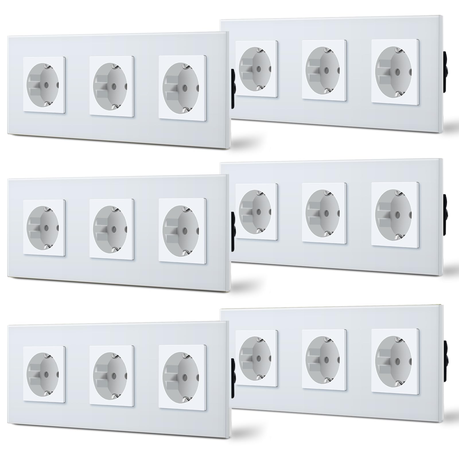 BSEED Enchufe de Pared con USB C,Enchufes Dobles Empotrados con Cristal,Toma de Corriente,Seguridad infantil,Fácil de Instalar,M Serie,2 Enchufes con USB y Tipo C,157mm Blanco — view 136