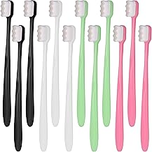 12 Pieces Extra Soft Toothbrush for Sensitive Gums, Soft Micro-Nano Manual Toothbrush with 20,000 Bristles for Fragile Gums Adult Kid Children (Black, White, Pink, Green)