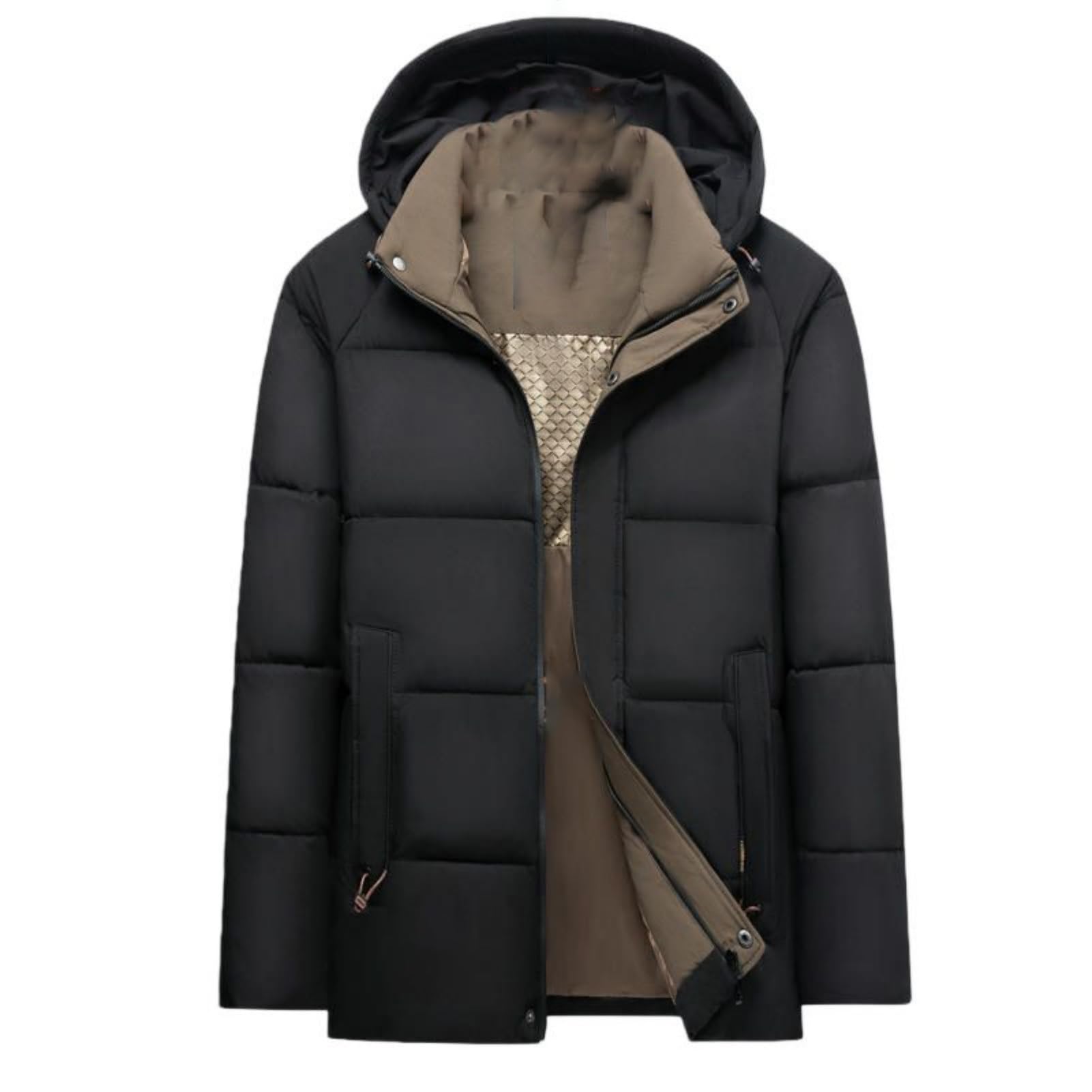 Chaqueta acolchada para hombre de invierno gruesa para mediana edad con capucha 6
