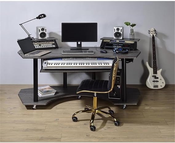 Acme Eleazar Wooden Music Recording Studio Desk in Black Oak