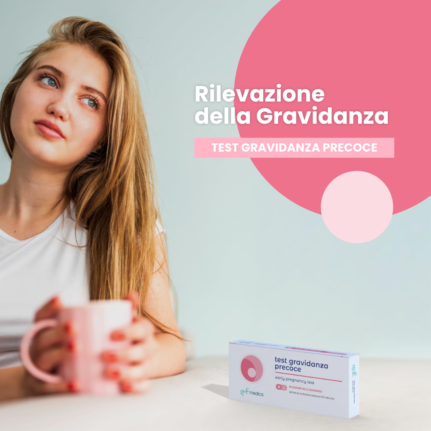 Gef Medica® 2x Test Precoce di Gravidanza – Stick Urina HCG Ultrasensibili 10 mIU/mL | Risultato in 3 Minuti, CE