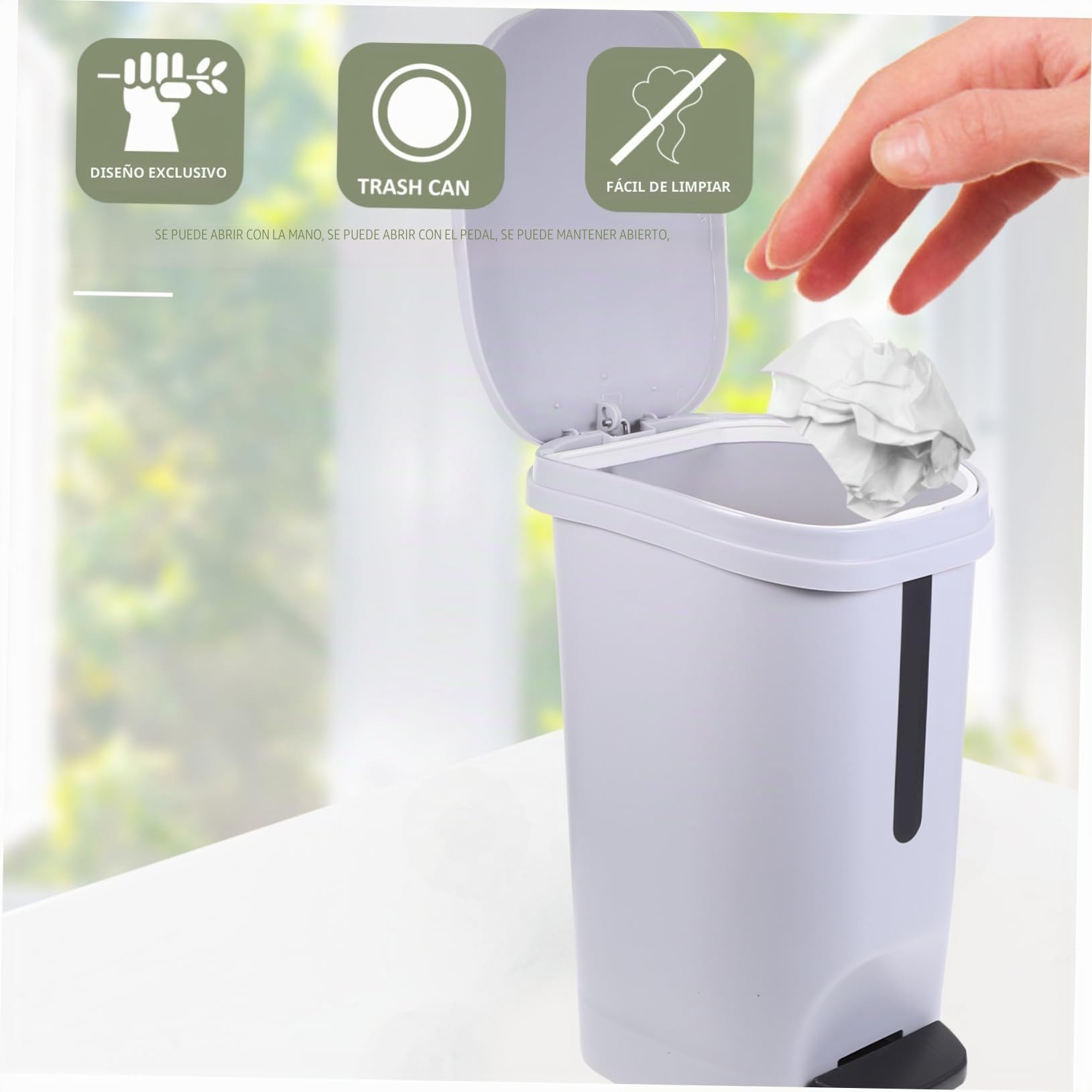 Alipis Cubo De Basura De Plástico Para Cocina Cubo De Basura Para Baño Con Pedal De Paso Para Oficina Dormitorio Hogar Hotel 10L