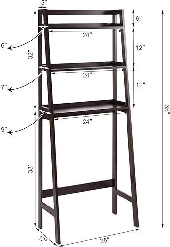 Miniatura 3 de Tangkula Ahorro de espacio en el baño, armario de almacenamiento sobre el inodoro, organizador independiente de 3 estantes, estante multifuncional