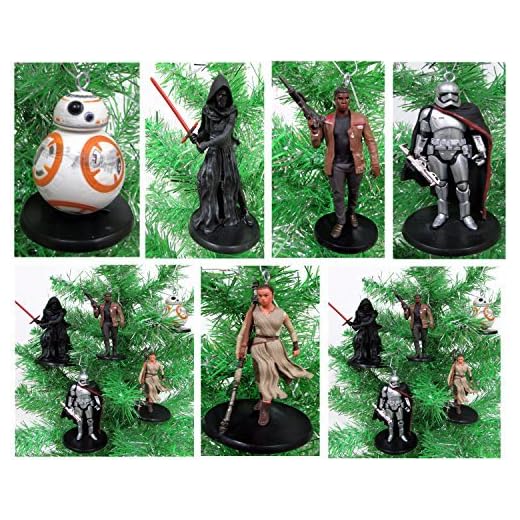 Star Wars Force Awakens 5 Piece Christmas Tree Ornament Set Featuring Kylo Ren, BB-8, Captain Phasma, Finn, Rey and Flametrooper