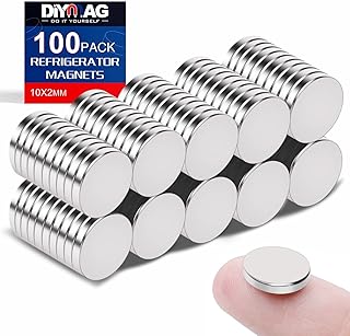 DIYMAG 100Pcs Refrigerator Magnets, Small Round Rare Earth Magnets for Crafts, 10x2mm Strong Neodymium Magnets for Whiteboard, Fridge, Billboard, Hobbies in Home, Kitchen, Office and School