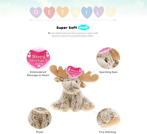 Miniatura 2 de DolliBu Happy Mother's Day Stuffed Animal, Heart Message for Best Mommy, Grandma, Wife, Step Mom, Mama - Cute Soft Adorable Sentiment Plush Teddy
