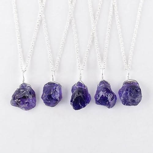 Miniatura 44 de Natural Raw Pink Ruby Rough Gemstone Handmade Dainty Pendant Necklace for Women Healing Crystals July Birthstone Birthday Gift for Her Silver Plated