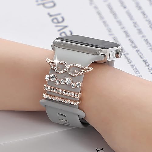 Vista 9 de ALMNVO Bling Diamond Charms for Apple Watch Bands Charms 46mm 45mm 44mm 42mm 41mm 40mm 38mm 49mm,Sparkle Metal Sliding Decorative Rings for iWatch