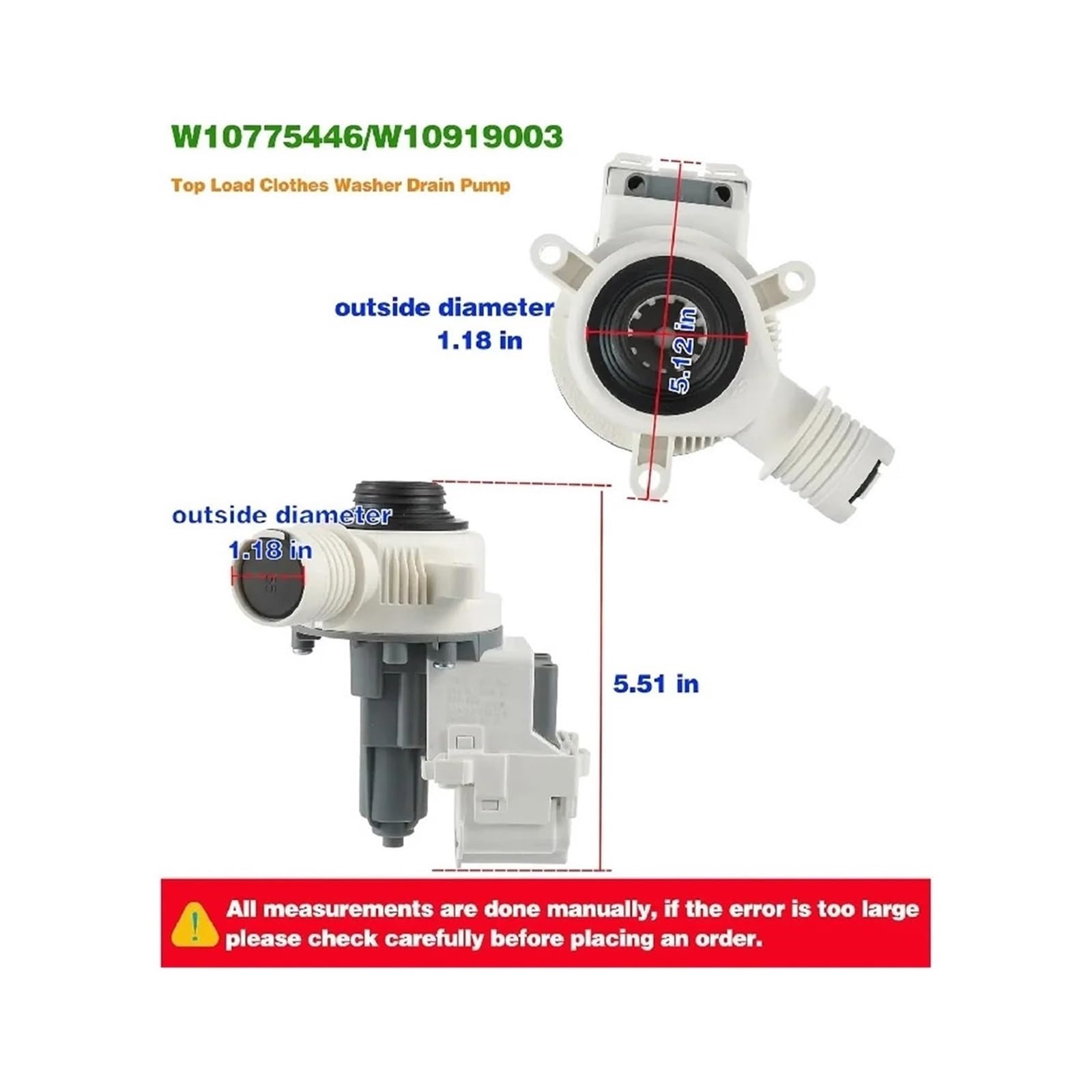 Bomba De Drenaje Lavadora W10919003 W10775446, Compatible Con Amana