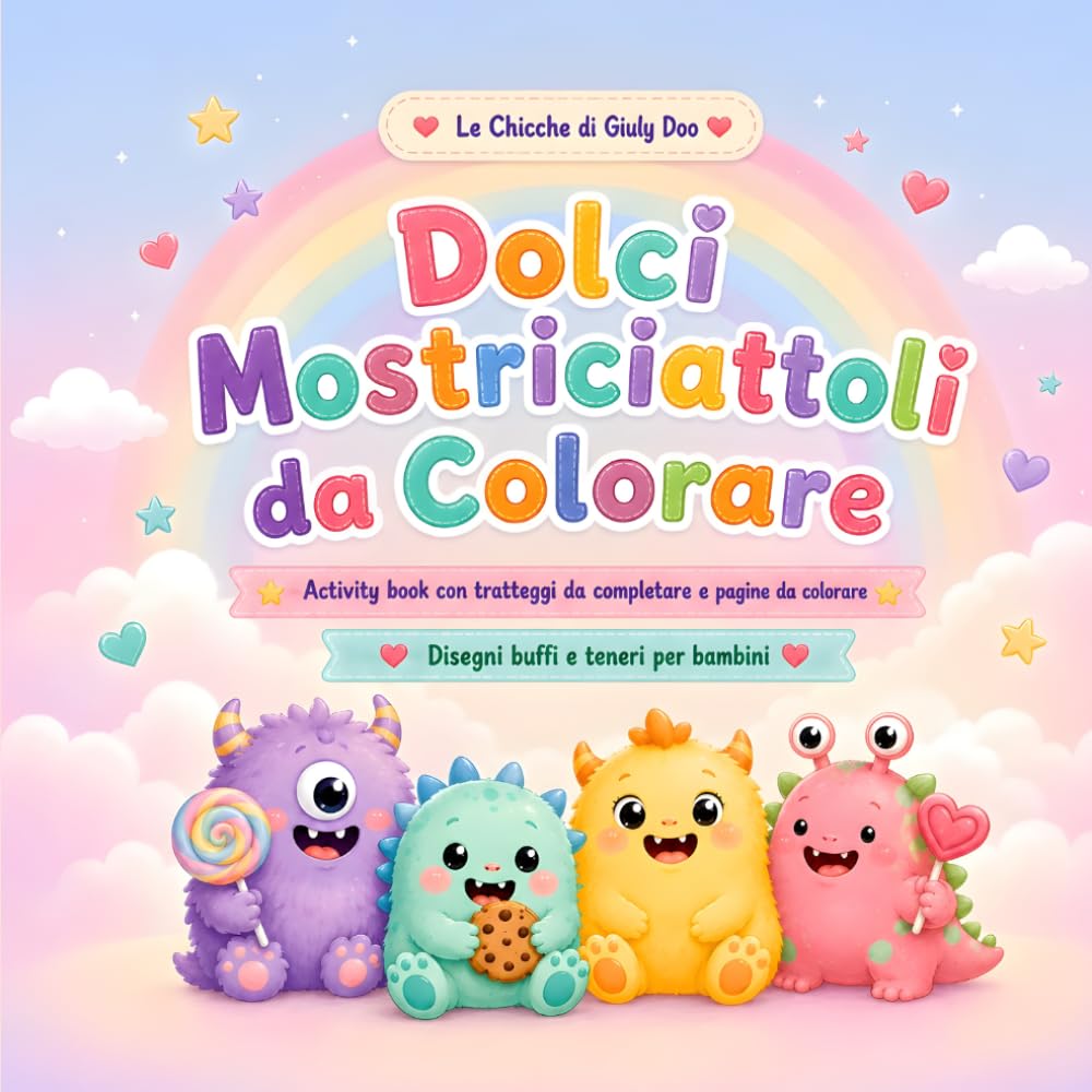 Dolci Mostriciattoli da Colorare: Activity book con tratteggi da completare e pagine da colorare (Le Chicche di Giuly Doo)