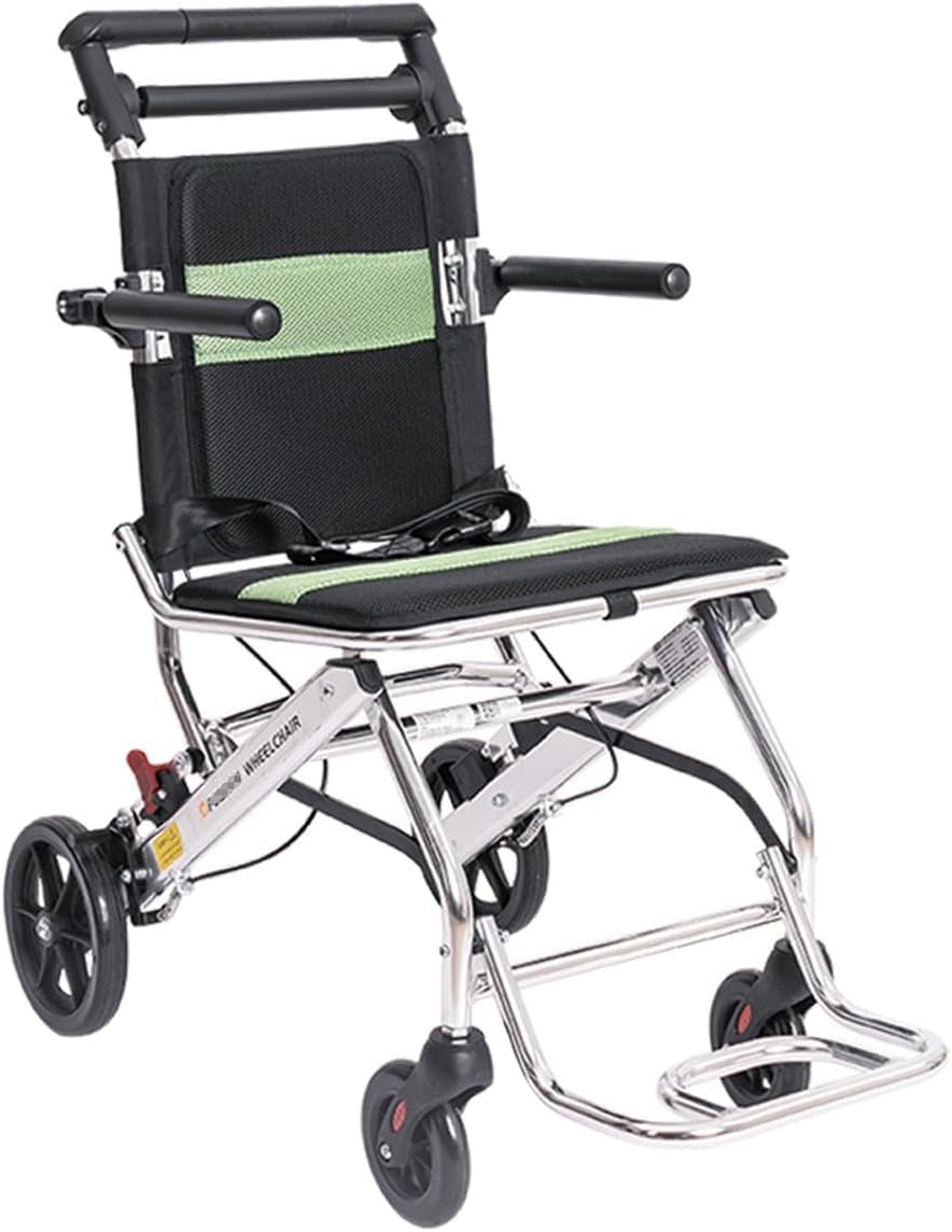 YGNVMCXJG Lightweight Transport Wheelchair Foldable, Transfer Wheelchair for Travel, Airplane Travel Wheelchair with Handbrake
