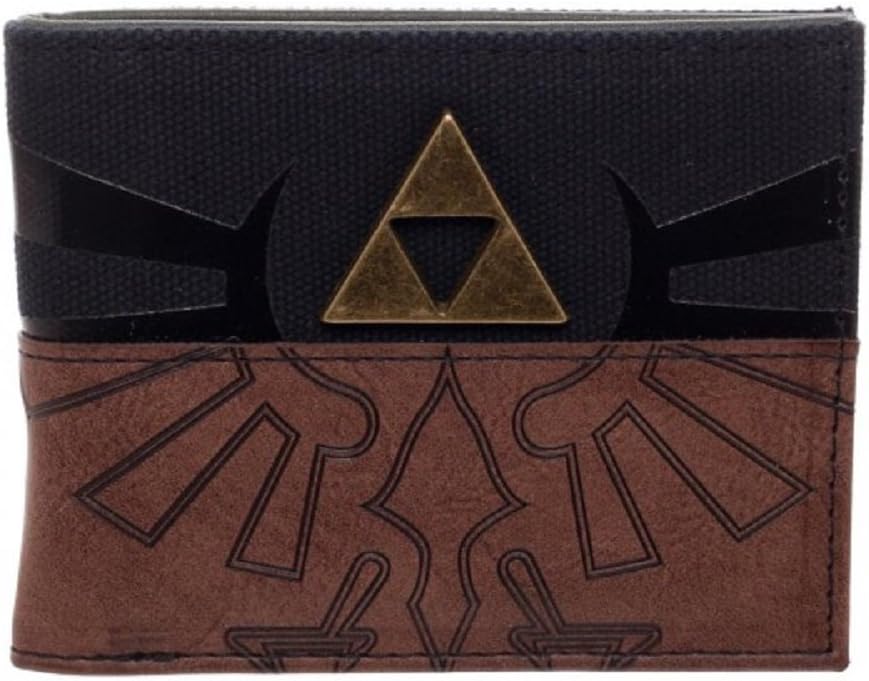 Legend Of Zelda Triforce Metal Logo Mix Material Bi-Fold Wallet