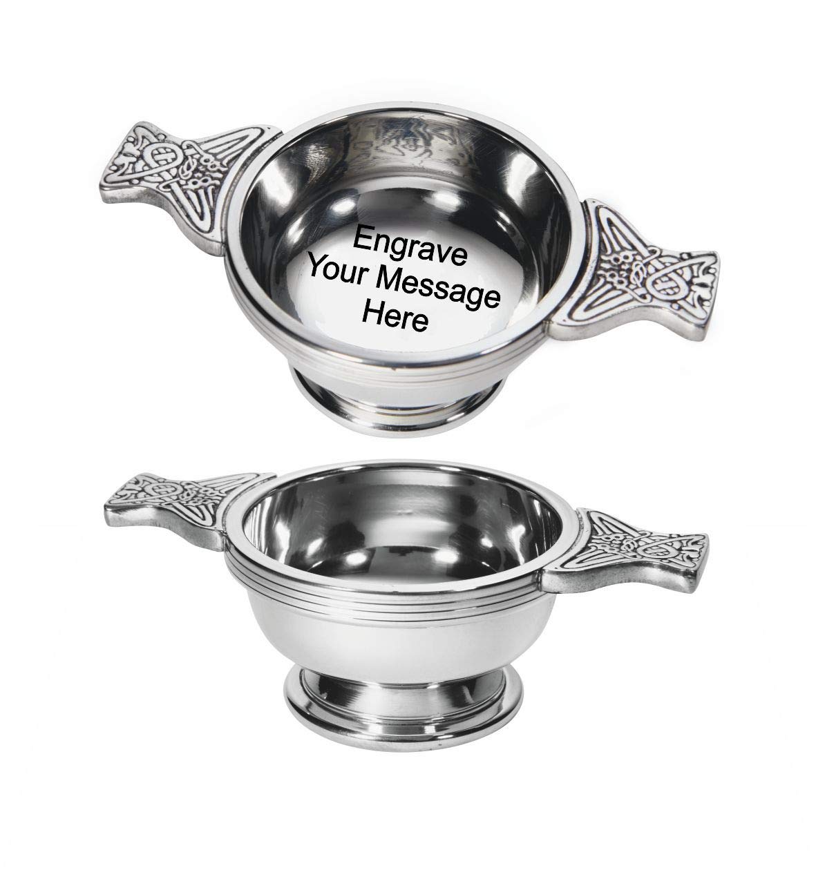 Pewter Quaich Bowl - 70mm Diameter (70mm) (70mm with Engraving)
