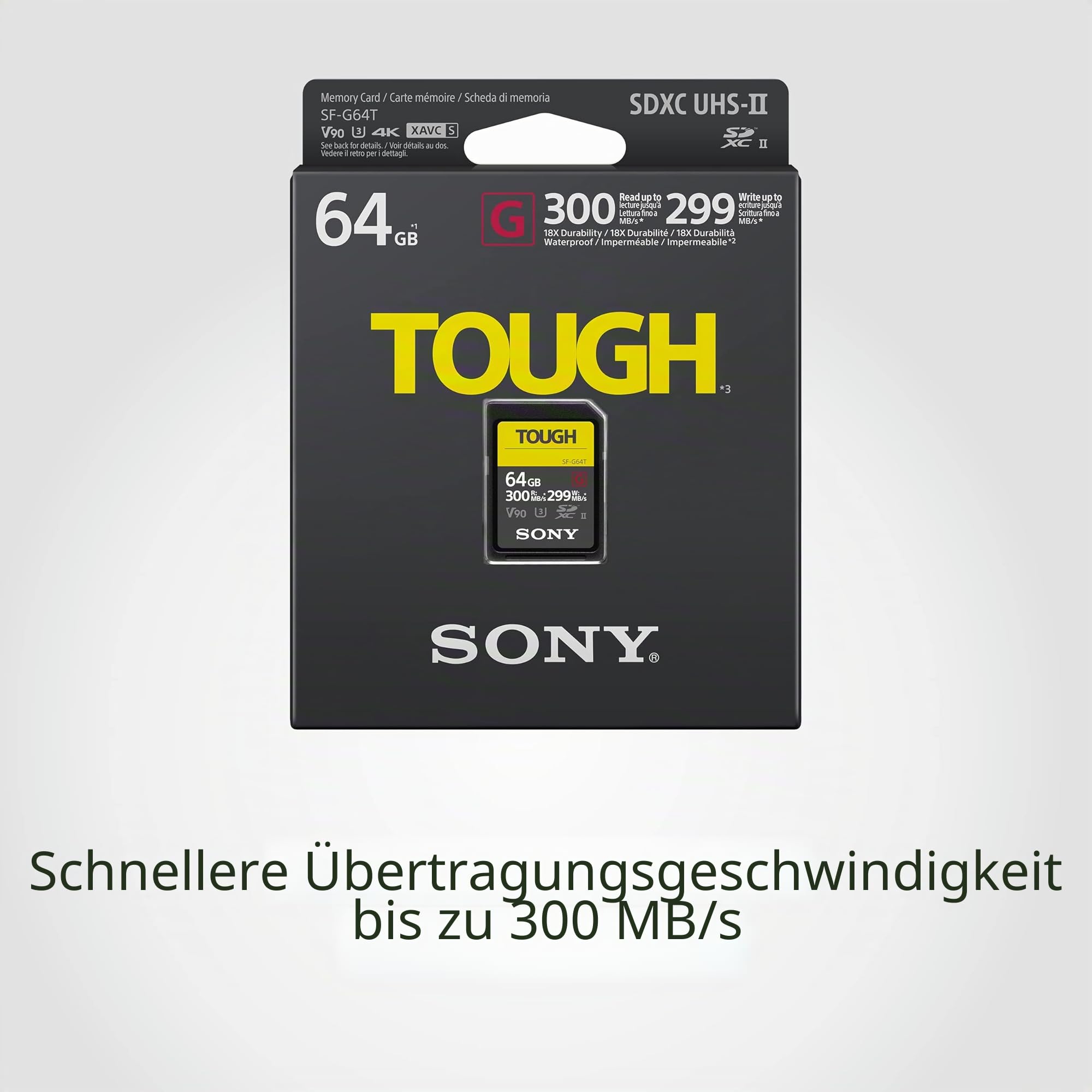 Sony SF-G64T SD-Speicherkarte (64 GB, UHS-II, SD Tough, G Serie)