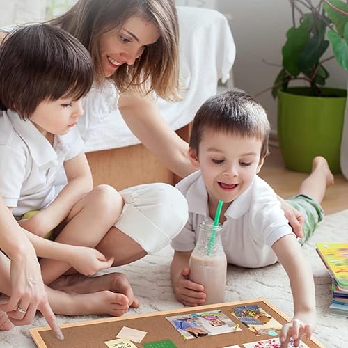 Miniatura 3 de TooCust Tableros de corcho de 28 x 20 pulgadas para paredes con marco de madera, paquete de 2 tableros de corcho blanco combinados de doble cara,