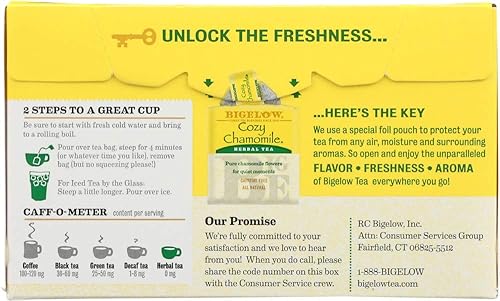 Miniatura 5 de Bigelow Cozy - Bolsas de té de hierbas de manzanilla, cajas de 28 unidades (paquete de 6) bolsas de té de manzanilla relajante, té de hierbas