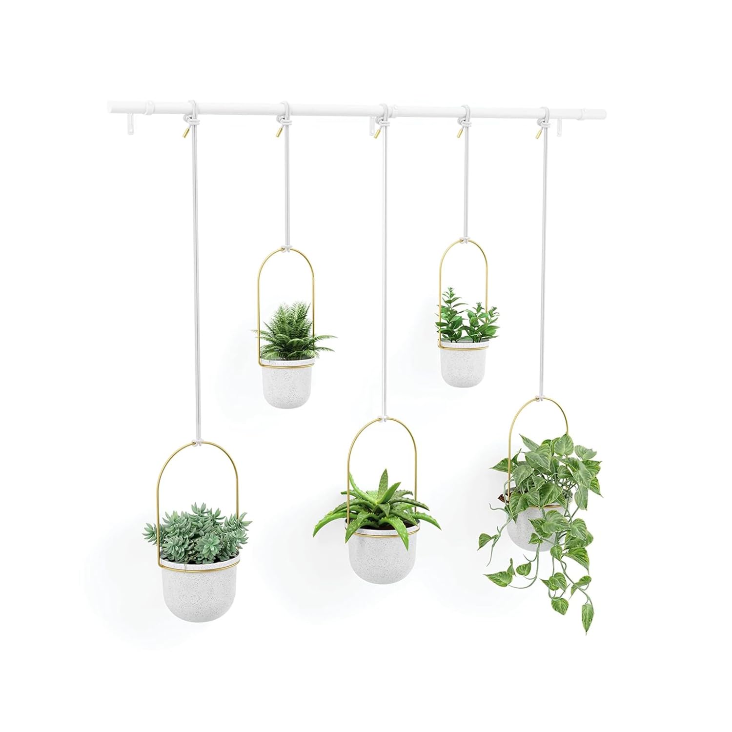Pots de fleurs pour balcon Wintem suspendus blanc et or en lot de 5