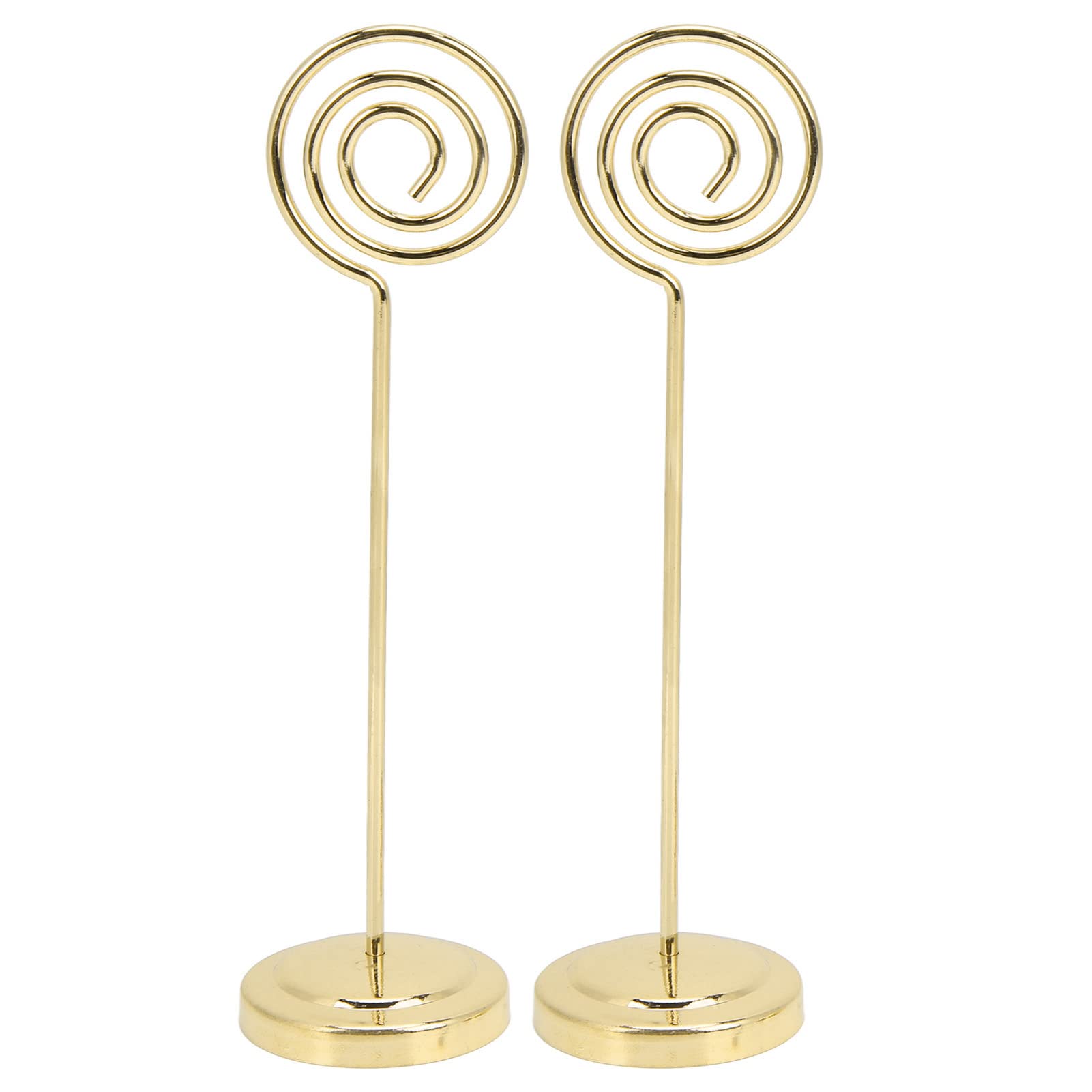 Round Metal Semicircle Convex Table Number Holder Steady Design Electroplating Photo Holder for Wedding Office (Gold)
